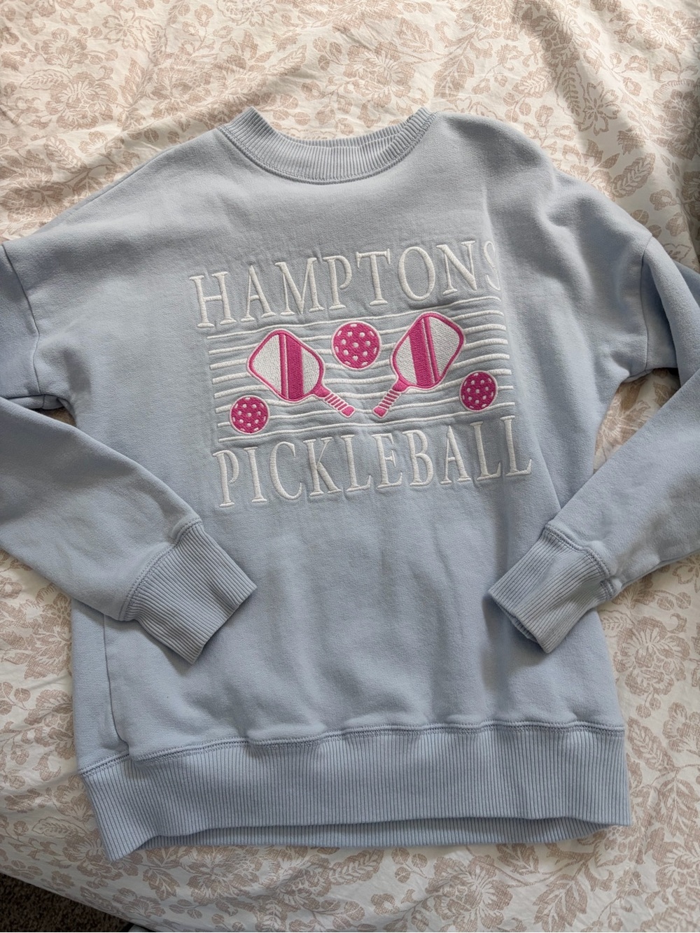 abercrombie kids Light Blue Pullover with Pink Embroidery